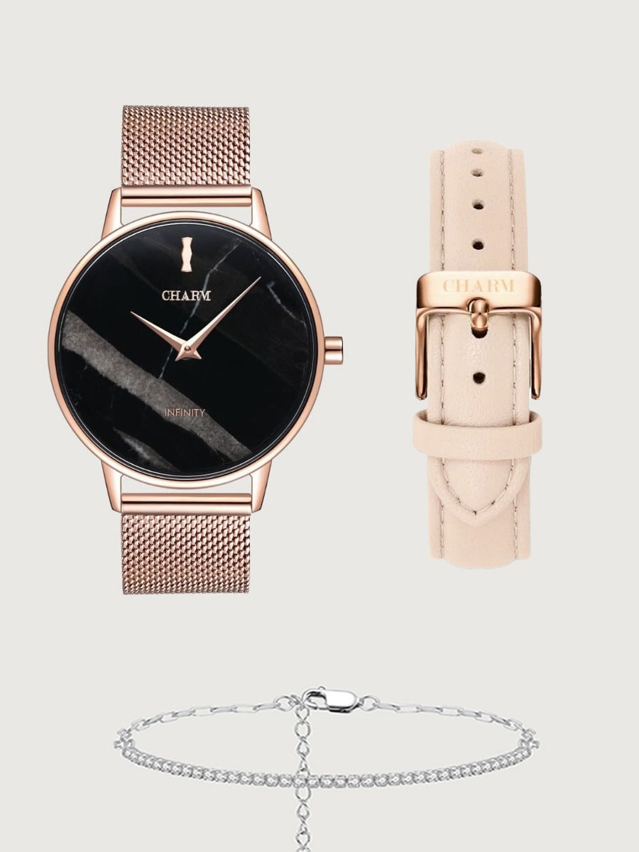 Set Cadou : Ceas Infinity Marble Florence + Curea din piele Nuderose