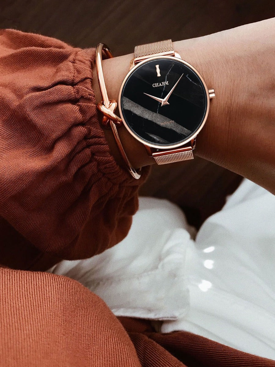 Set Cadou : Ceas Infinity Marble Florence + Curea din piele Neagra