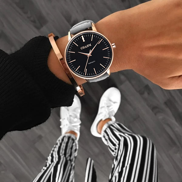 Set Cadou : Ceas Infinity Chloris Grey + Curea din otel inoxidabil Rose Gold