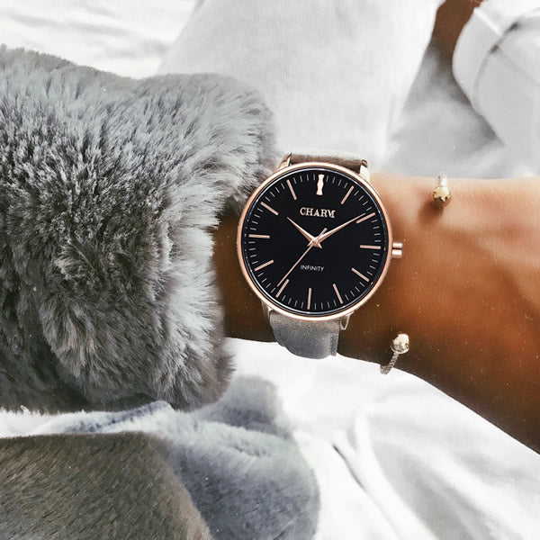 Set Cadou : Ceas Infinity Chloris Grey + Curea din otel inoxidabil Rose Gold