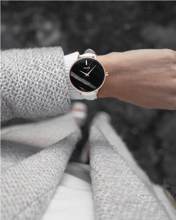 Set Cadou : Ceas Infinity Marble Florence White + Curea din otel inoxidabil Rose Gold