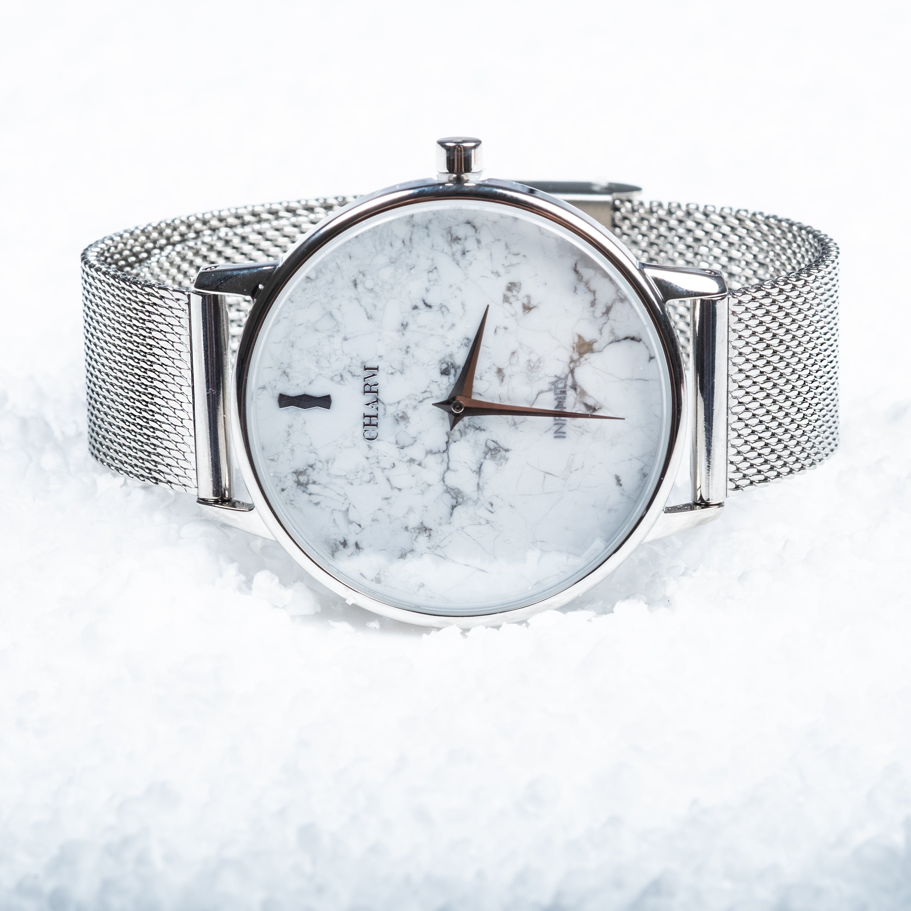 Set Cadou : Ceas Infinity Marble Freya + Curea din piele Alba