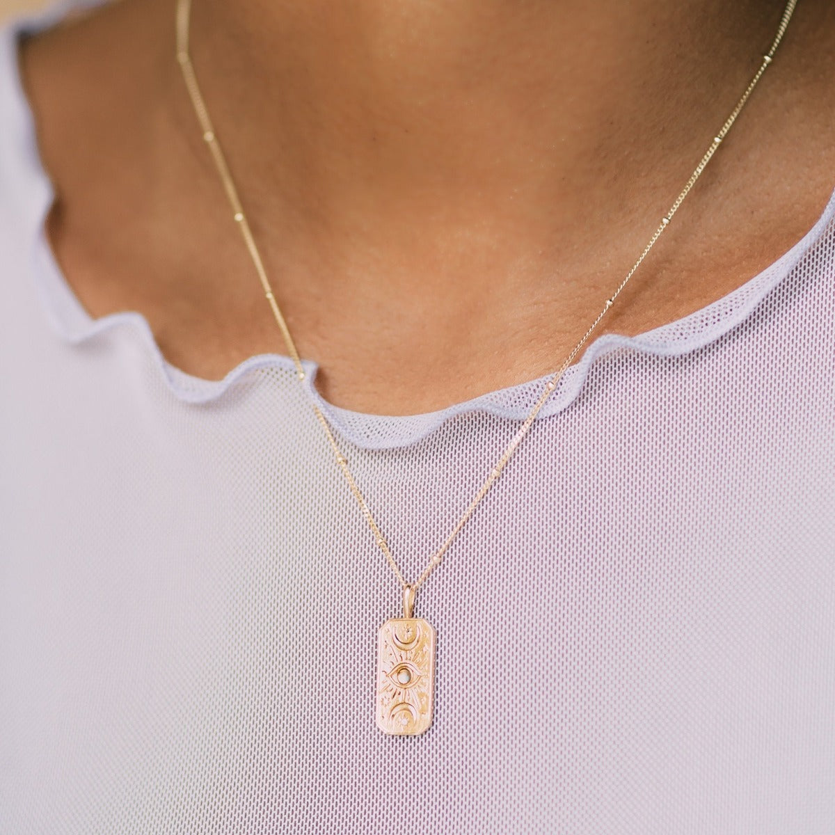 Pandantiv din Argint Moonstone Celestial Elegance Auriu