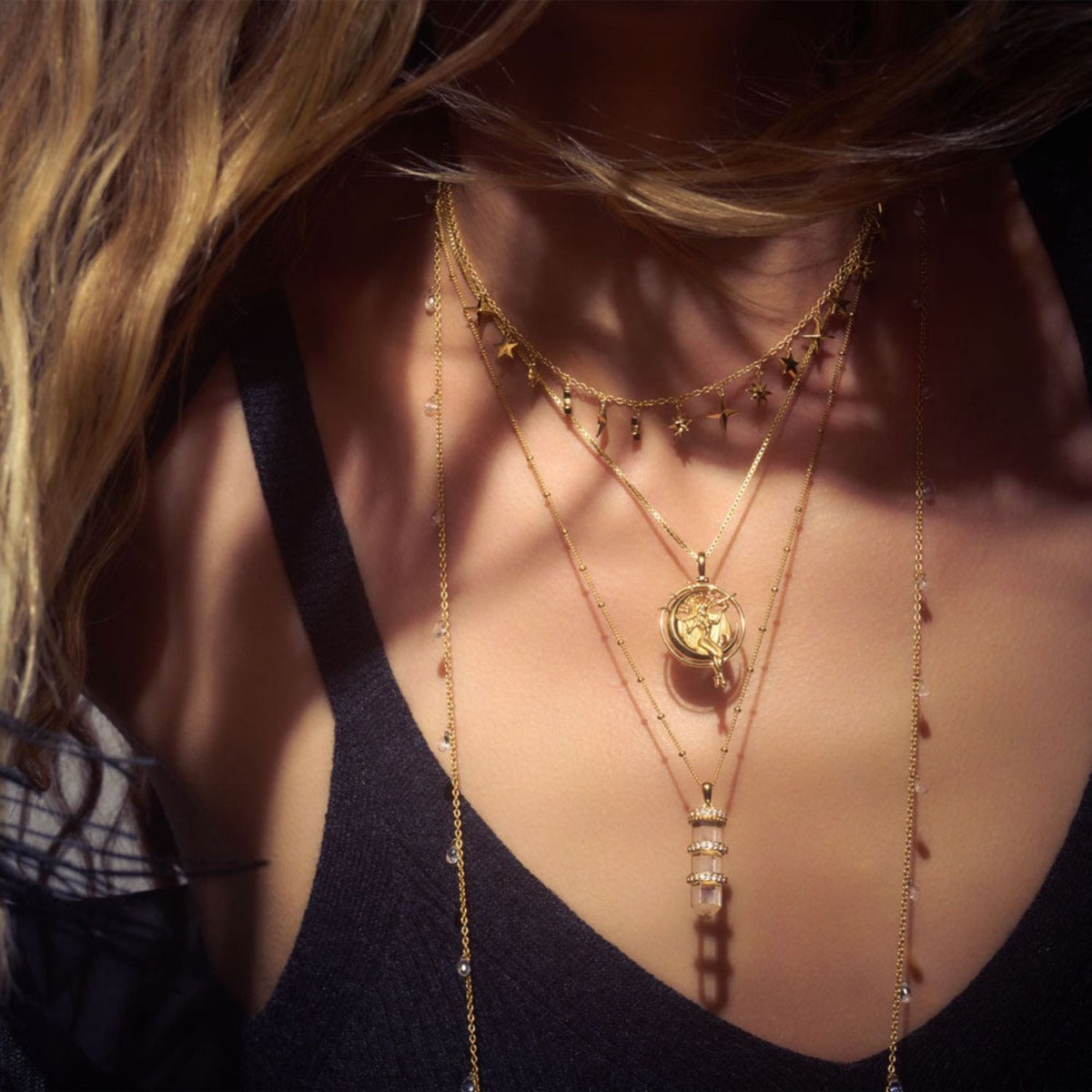 Pandantiv cu Lantisor din Argint The Infinite Nature Design Auriu