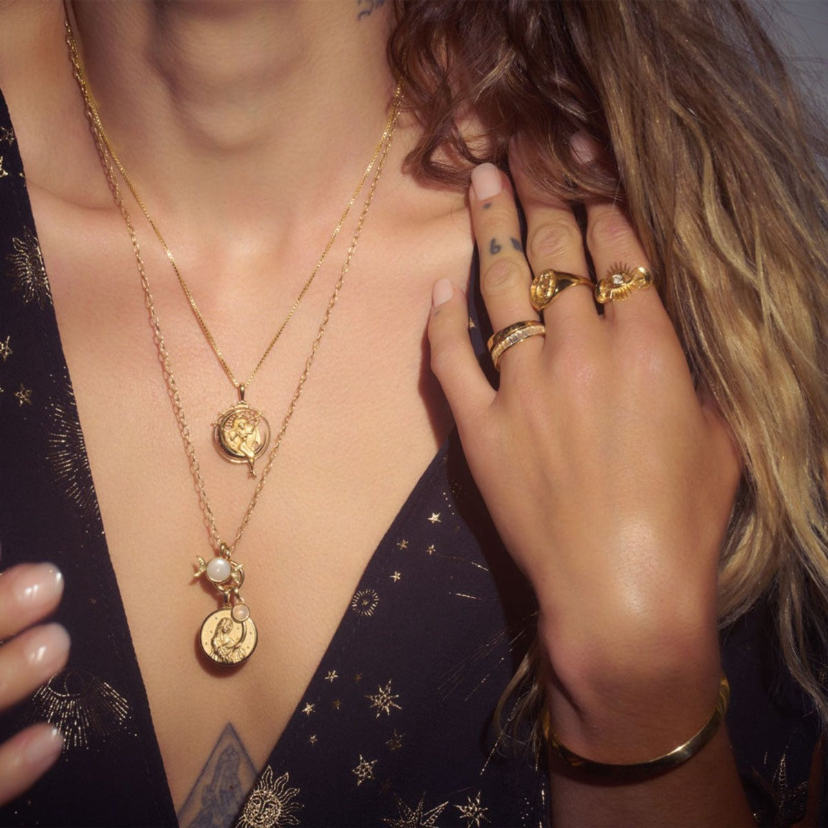 Pandantiv cu Lantisor din Argint Aphrodite of the Sea Auriu