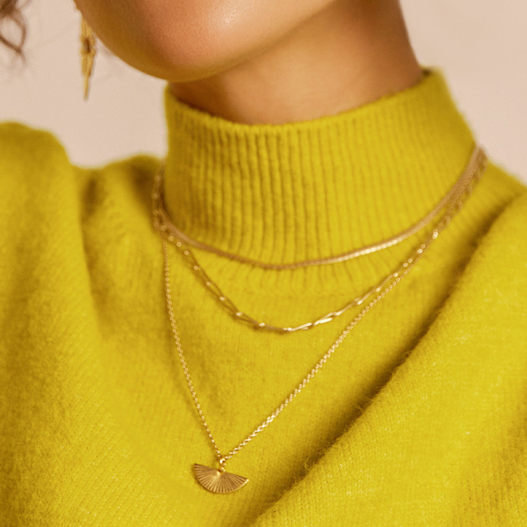 Pandantiv cu Lantisor din Argint Luminous Rays Auriu