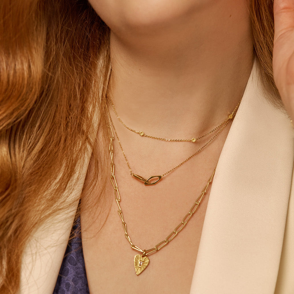 Pandantiv cu Lantisor din Argint Radiant Heart Sunburst Argintiu