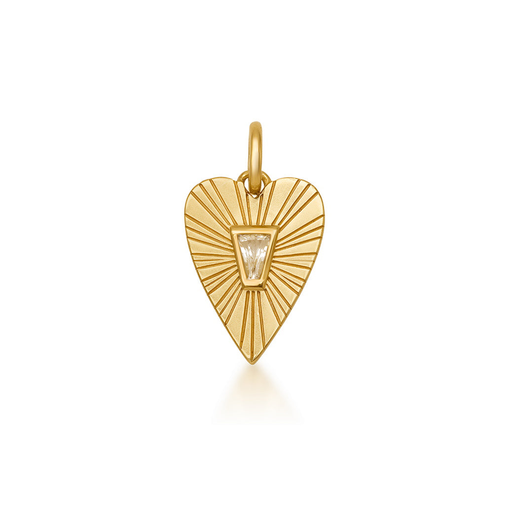 Pandantiv din Argint Radiant Heart Sunburst Auriu