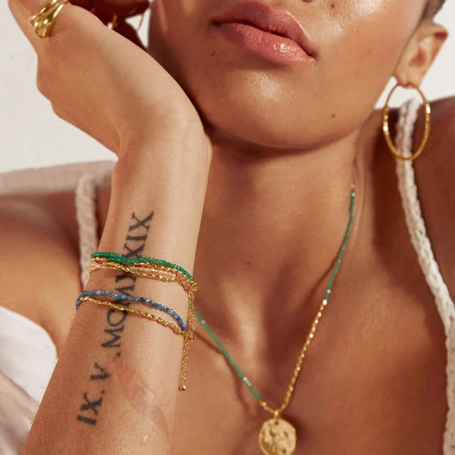 Pandantiv cu Lantisor din Argint Green Onyx Serenity