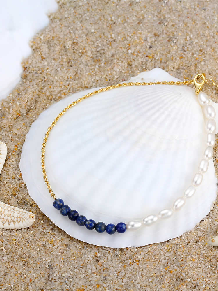 Bratara din Argint Glezna Gold Blue Harmony