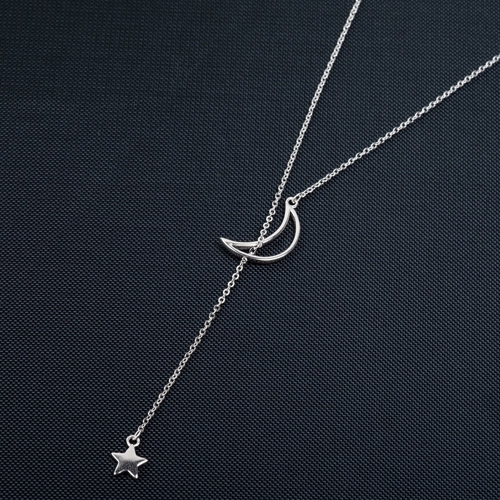 Pandantiv cu Lantisor din Argint Moon & Star