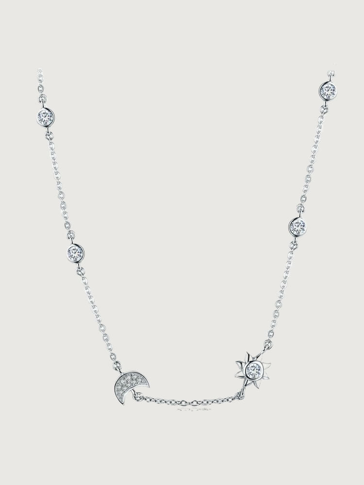 Pandantiv cu Lantisor din Argint Moon and Sun
