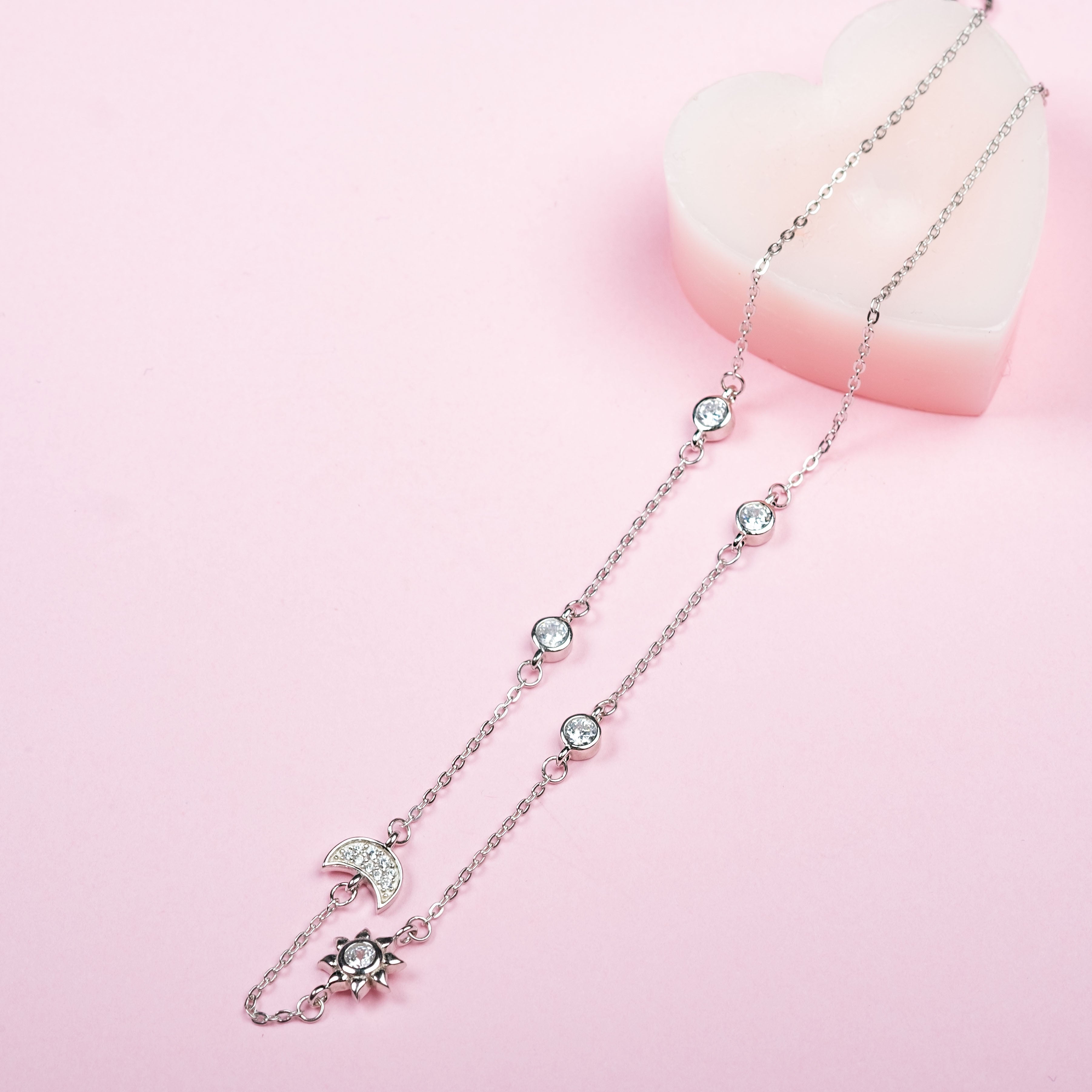 Pandantiv cu Lantisor din Argint Moon and Sun