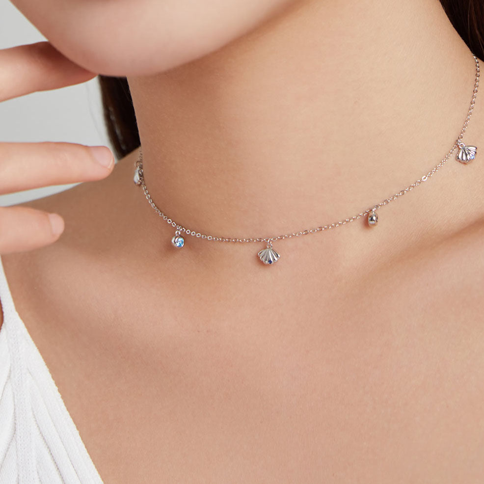 Pandantiv cu Lantisor din Argint Tiny Shiny Stone Small