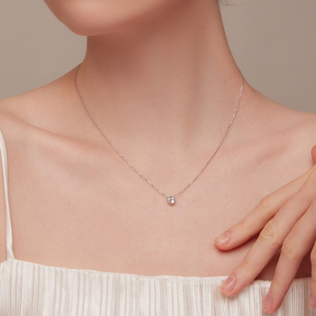 Pandantiv cu Lantisor din Argint Tiny Shiny Stone Small