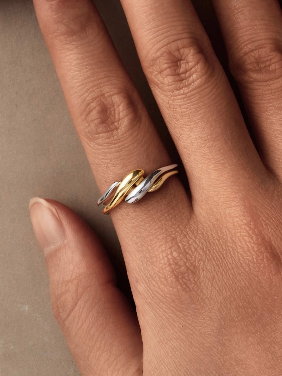 Inel din Argint Fluid Unity Gold & Silver