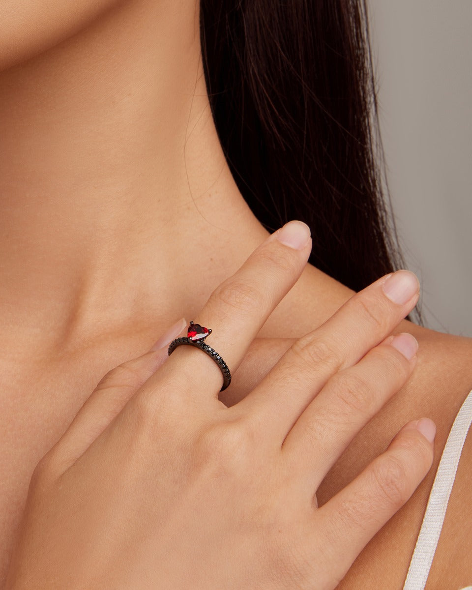 Inel din Argint Fantasy Red Heart