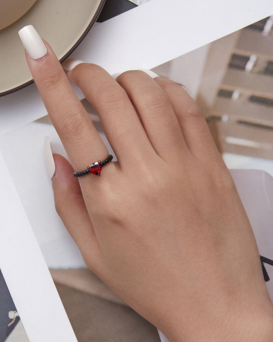 Inel din Argint Fantasy Red Heart