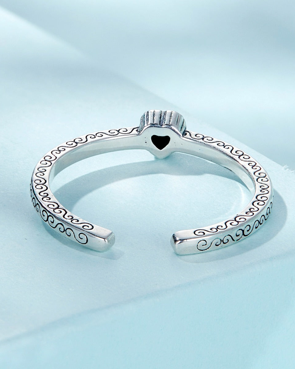 Inel din Argint Vintage Black Zircon Heart