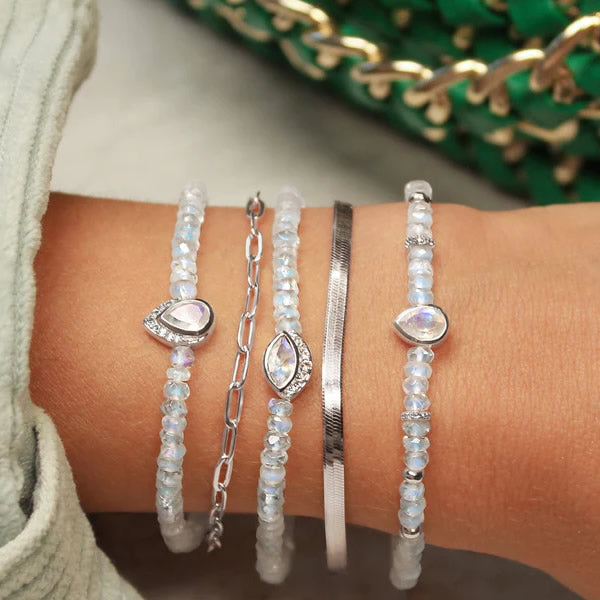Bratara din Argint Moonstone Elegance in Every Tear Argintiu