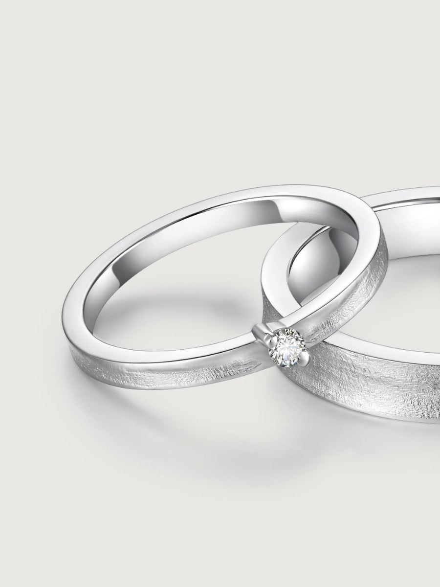 Verighetă aur 14K cu diamant Elegant Simplicity detaliu finisaj mat