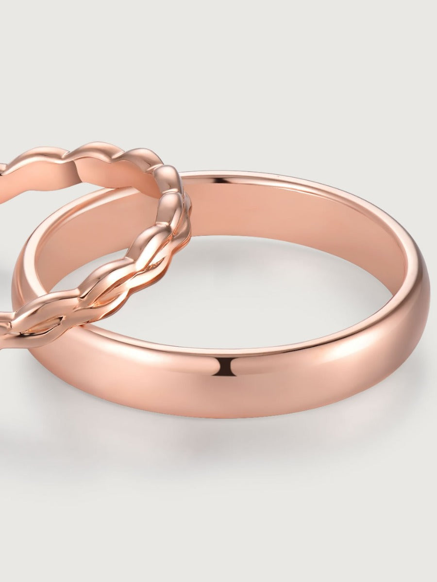 Detaliu verighete aur 14K Melded Love cu design împletit fluid