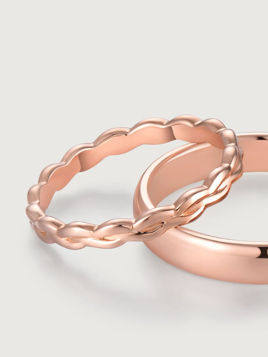 Set verighete aur 14K Melded Love model împletit delicat