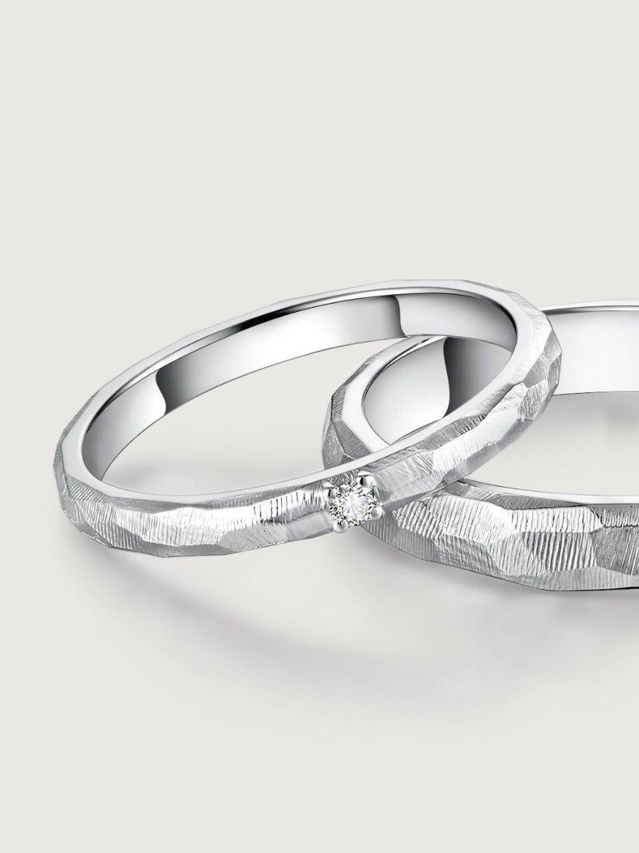 Set verighete aur 14K Natural Facet Whispers model fațetat natural