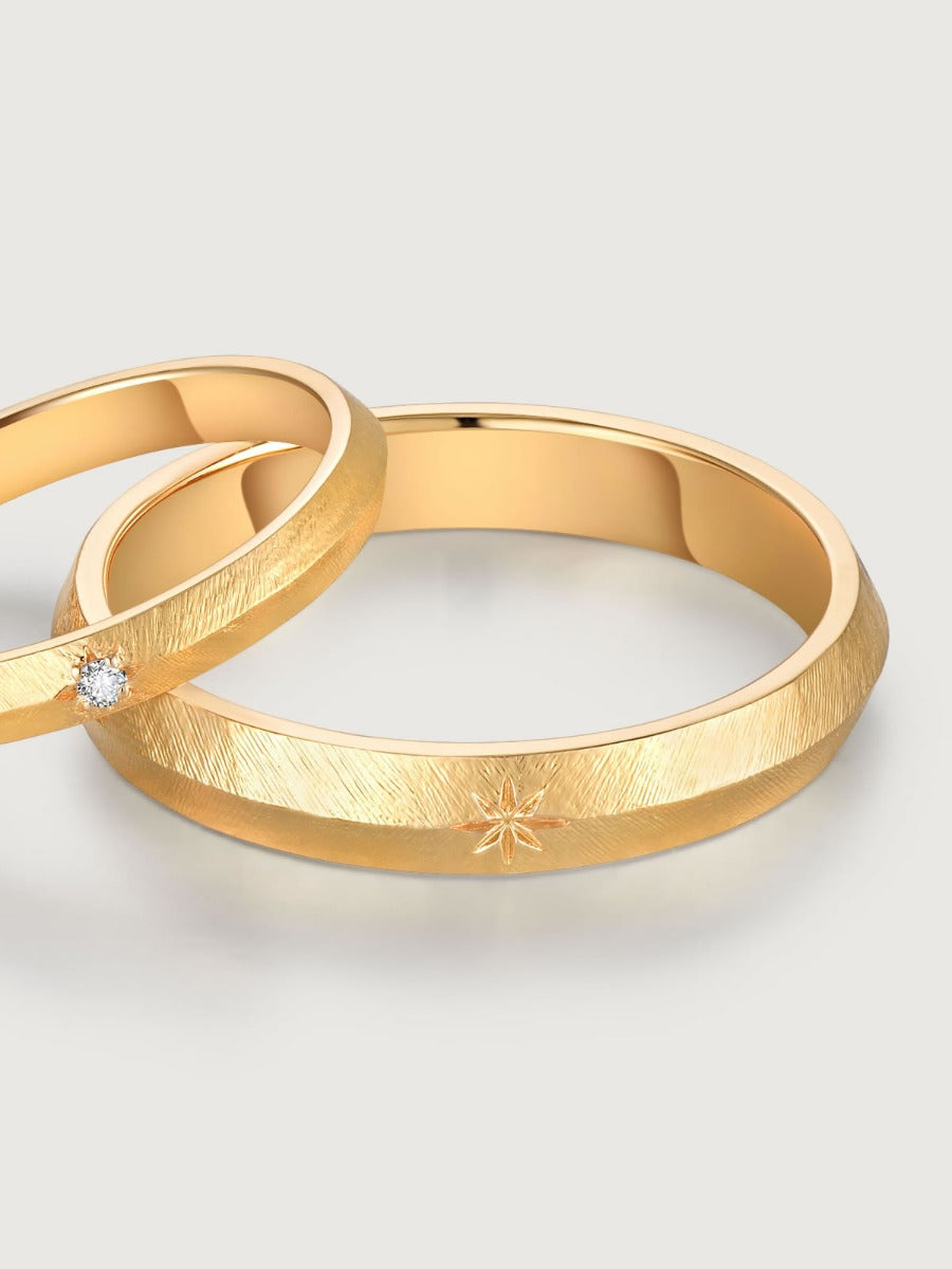 Set verighete aur 14K Starbound Connection model elegant cu diamant