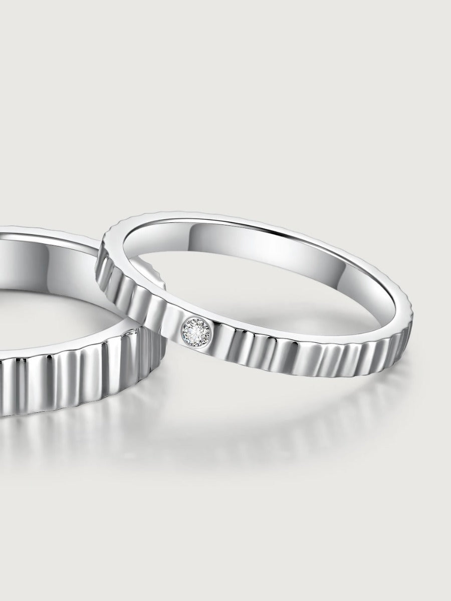 Set verighete aur 14K Timepiece Serenade model modern texturat