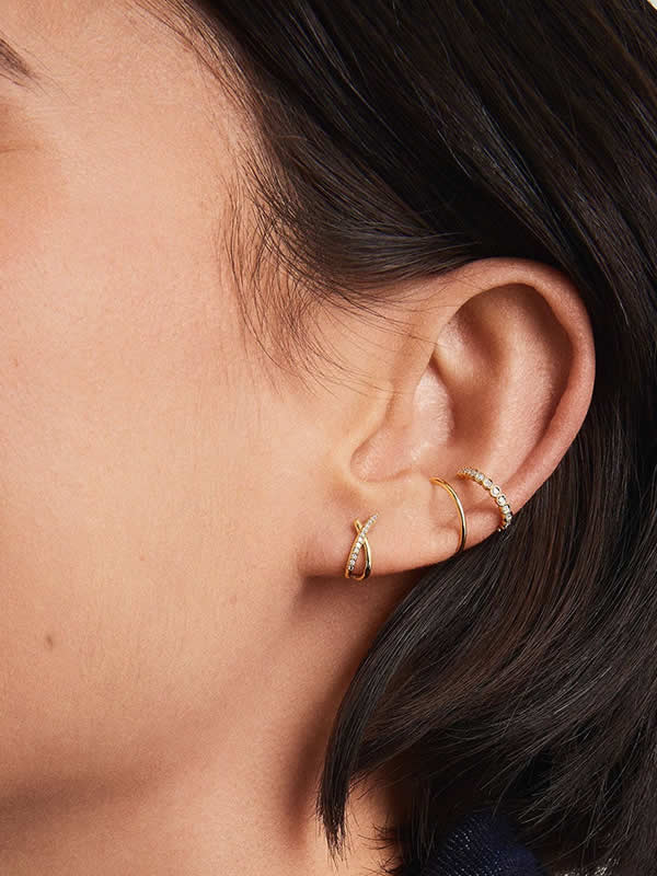 Cercei din Argint Gold Lustrous Arc