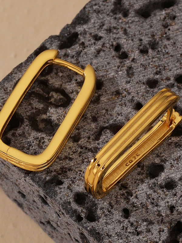 Cercei din Argint Gold Sculpted Edge Hoops