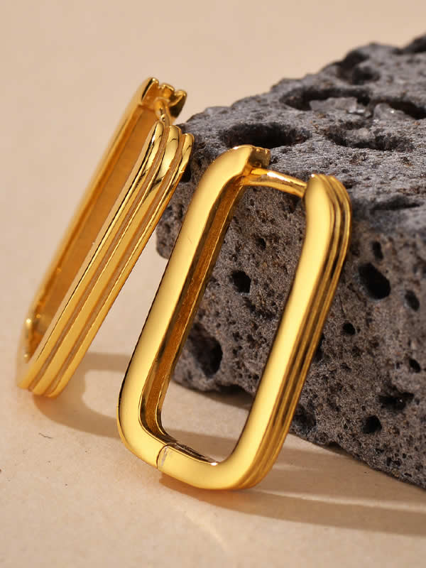 Cercei din Argint Gold Sculpted Edge Hoops