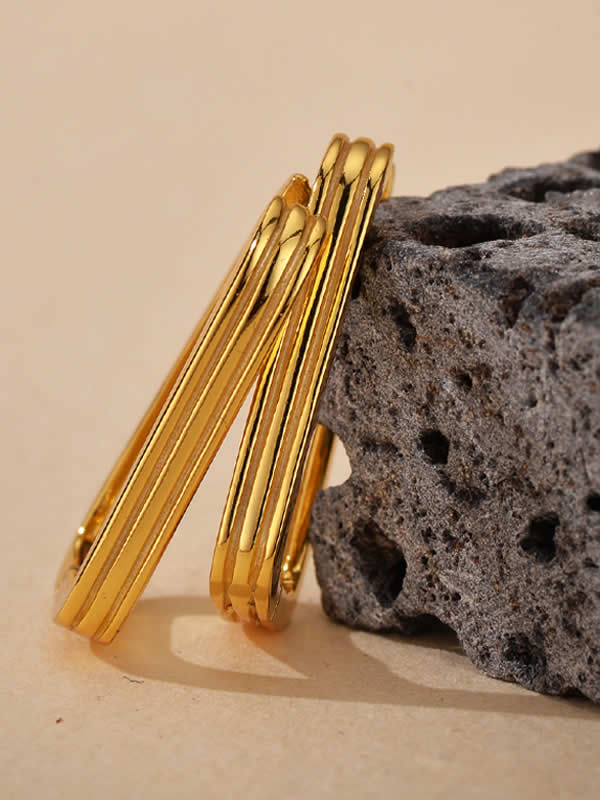 Cercei din Argint Gold Sculpted Edge Hoops