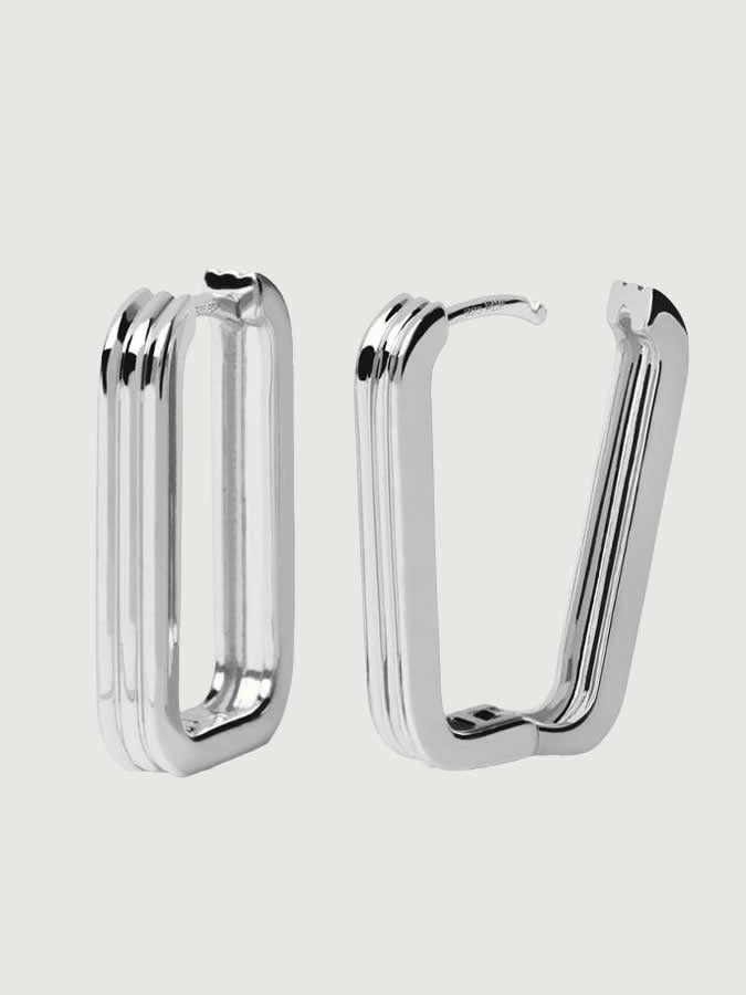 Cercei din Argint Silver Sculpted Edge Hoops
