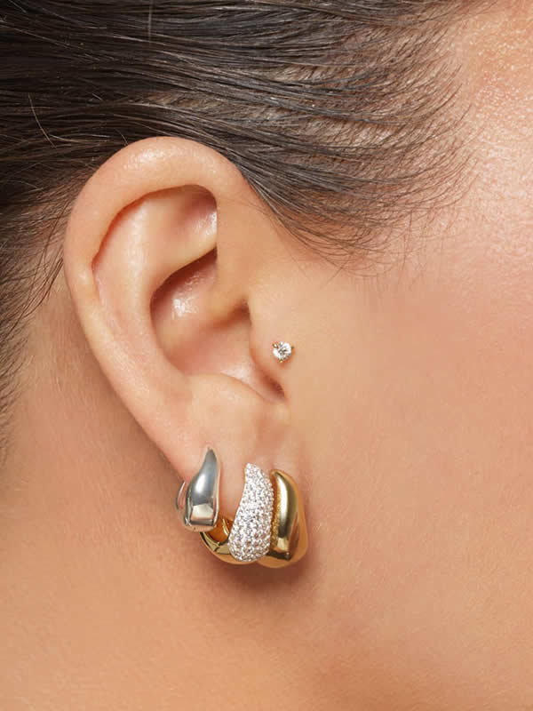 Cercei din Argint Gold Sculptural Aura