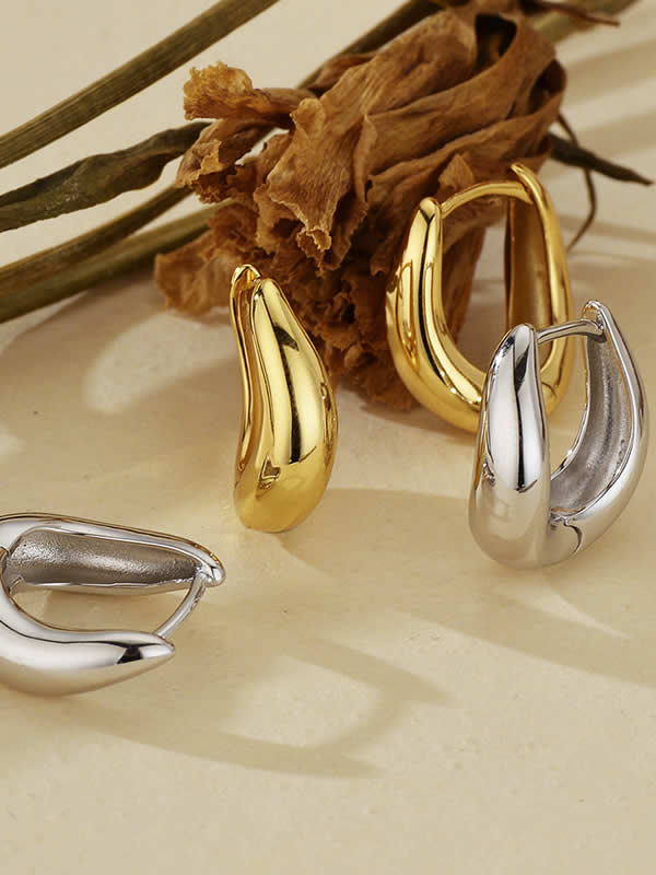 Cercei din Argint Gold Sculptural Aura