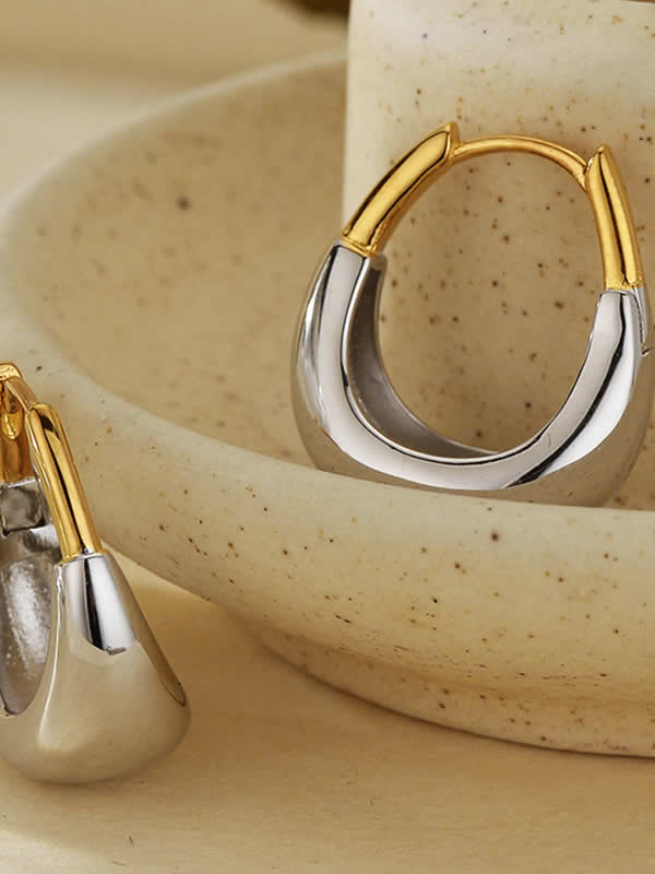 Cercei din Argint Sculpted Contrast