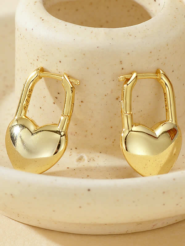 Cercei din Argint Gold Modern Love Hoops