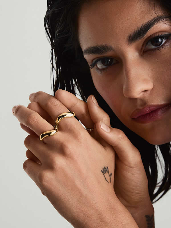 Inel din Argint Gold Melted Bold