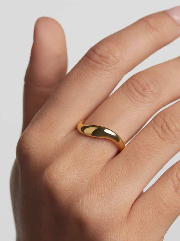 Inel din Argint Gold Melted Bold