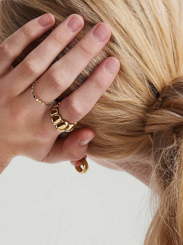 Inel din Argint Gold Sculpted Shine Band