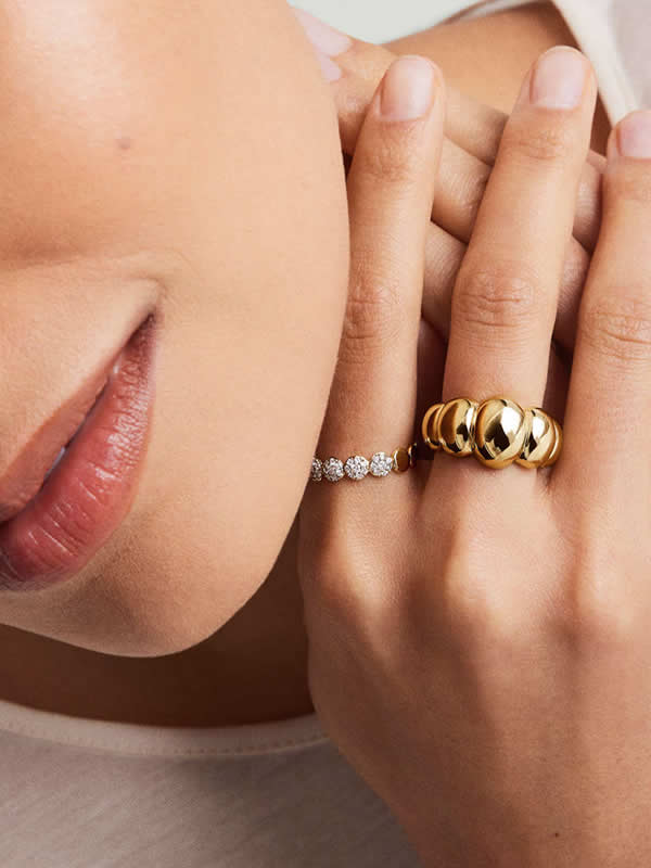 Inel din Argint Gold Sculpted Shine Band