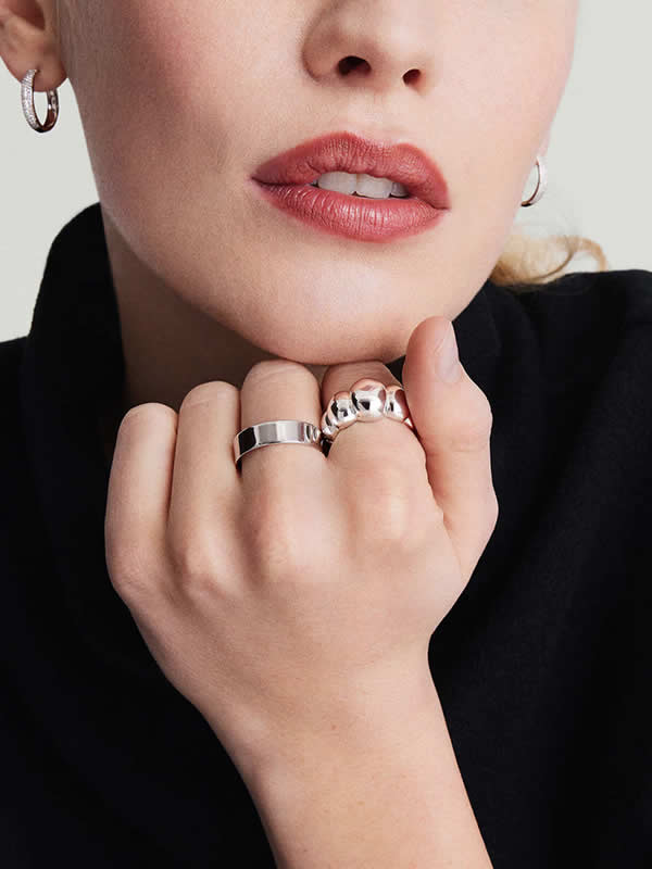 Inel din Argint Silver Sculpted Shine Band