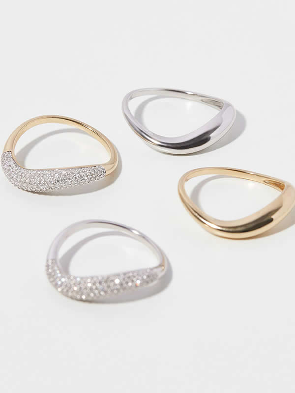 Inel din Argint Gold Sculpted Sparkle Elegance