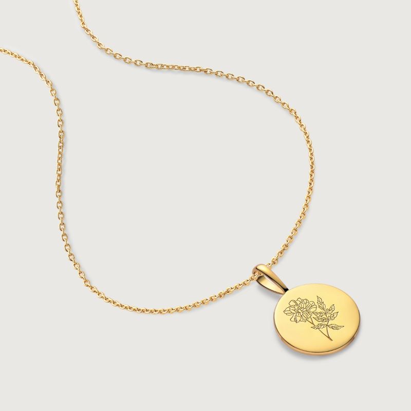 Colier din Argint Birthflower Bloom Gold - October Marigold 